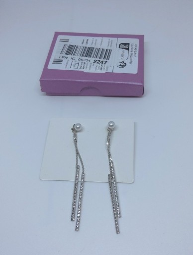 Zdjęcie oferty: Srebrne długie kolczyki z cyrkoniami i perłą 