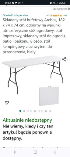 Zdjęcie oferty: Stół składany kateringowy  AREBOS 180CM