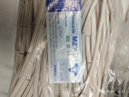 Zdjęcie oferty: Oznaczniki do kabelków max 1,5mm2 dł. 30mm - białe