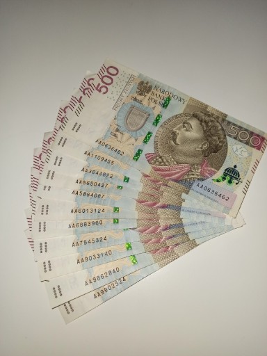 Zdjęcie oferty: 1szt Banknot 500zł seria AA (11sztuk)