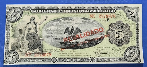 Zdjęcie oferty: Banknot , MEXICO 5 pesos 1914