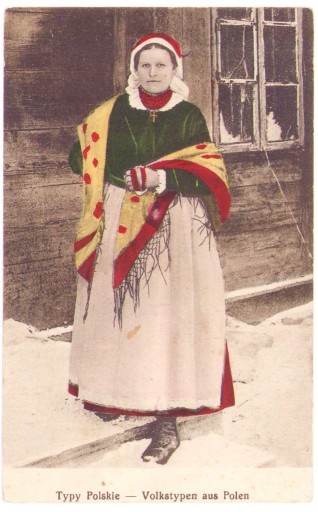 Zdjęcie oferty: TYPY POLSKIE-Chłopka w stroju ludowym chata-1916