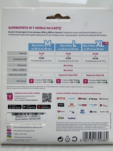 Zdjęcie oferty: Karta SIM T-Mobile złoty numer łatwy 600 822 858