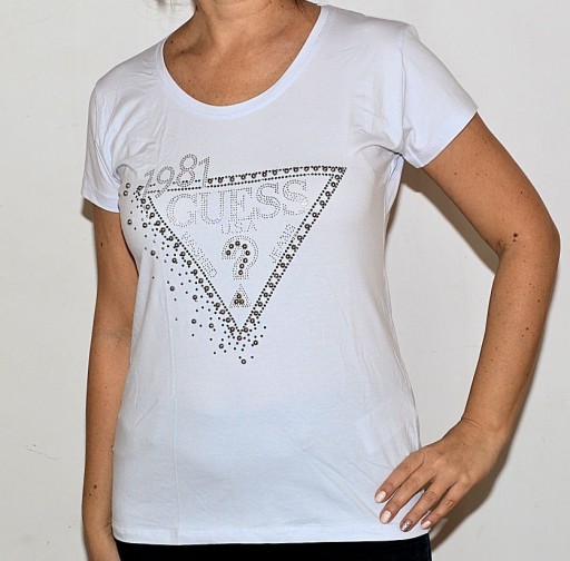 Zdjęcie oferty: Guess koszulka damska t-schirt biała cyrkonie L