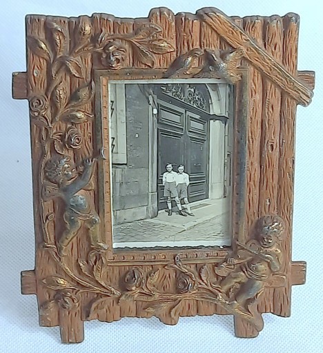 Zdjęcie oferty: Secesyjna Ramka Brąz Patynowany Złocony 1900 Putta Art Nouveau Secesja