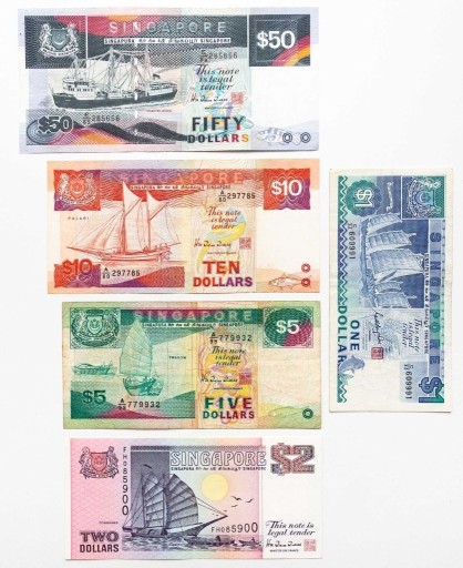 Zdjęcie oferty: Singapur 1, 2, 5, 10, 50 dolarów  1987