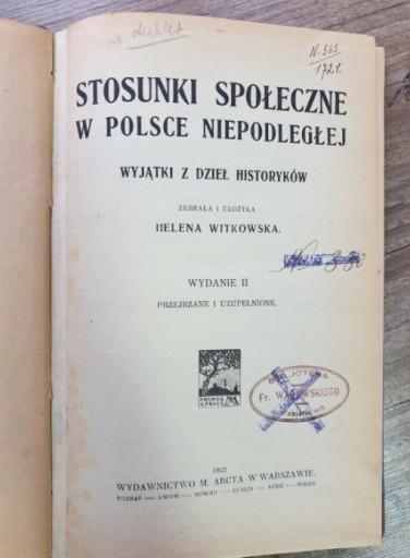 Zdjęcie oferty: książka Stosunki społeczne w Polsce niepodległej.