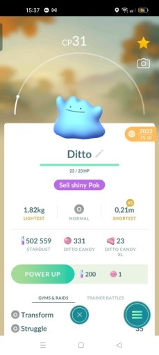 Zdjęcie oferty: Sprzedam shiny Ditto Pokemon Go