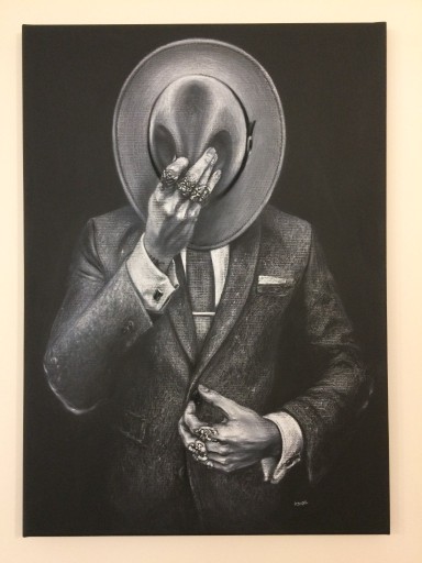 Zdjęcie oferty: "Noir"#110 płótno,akryl,biały,węgiel 700x500 mm