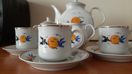 Zdjęcie oferty:  Serwis do espresso kawy Lubiana porcelana PRL 