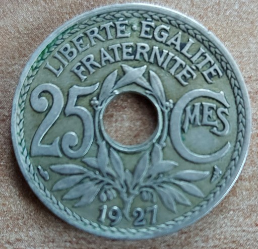 Zdjęcie oferty: 25 centimes 1927, destrukt, Francja