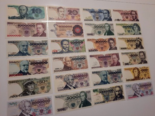 Zdjęcie oferty: 355N' 24 BANKNOTY PRL OD 10 DO 5.000.000 MIL COPY