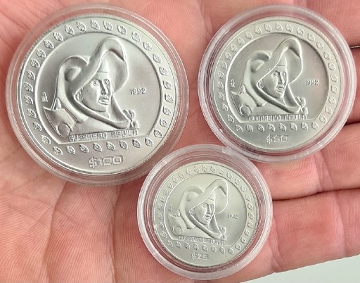 Zdjęcie oferty: Srebrne monety Meksyk 1992 Aguila 1, 1/2, 1/4 oz