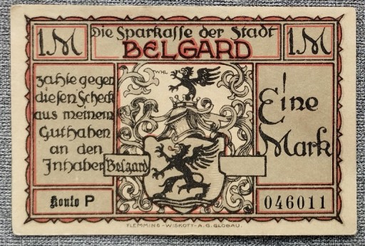 Zdjęcie oferty: Notgeld Belgard (Białogard), 1 Mk 