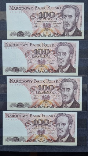 Zdjęcie oferty: Banknoty 100 zł Ludwik Waryński 1986,1988 bankowe