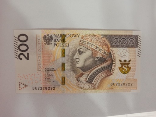Zdjęcie oferty: Banknot 200 zł BU seria, Stan UNC RADAR BU 2228222