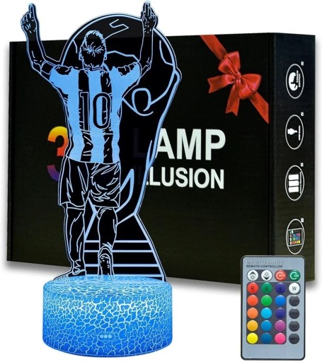 Zdjęcie oferty: LAMPKA NOCNA 3D LED RGBW LIONEL MESSI + BRELOK