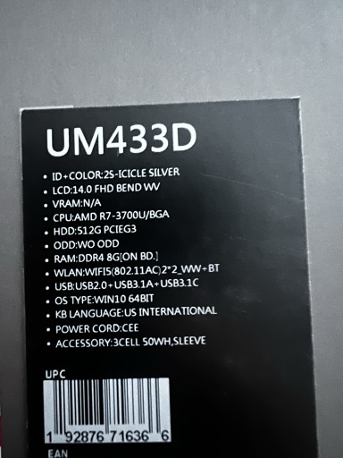 Zdjęcie oferty: Asus zenbook UM433D