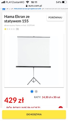 Zdjęcie oferty: Ekran Hama 155x155