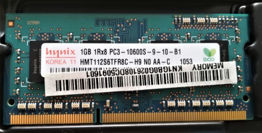 Zdjęcie oferty: Pamięć RAM HYNIX 1GB 1Rx8 PC3-10600S-9-10-B1