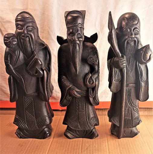 Zdjęcie oferty: Sanxing rzeźby chińkich starożytnych BOGÓW drewno