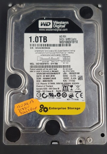 Zdjęcie oferty: Dysk Dell WD WD1003FBYX-01Y7B0 - 1TB 3,5" SATA