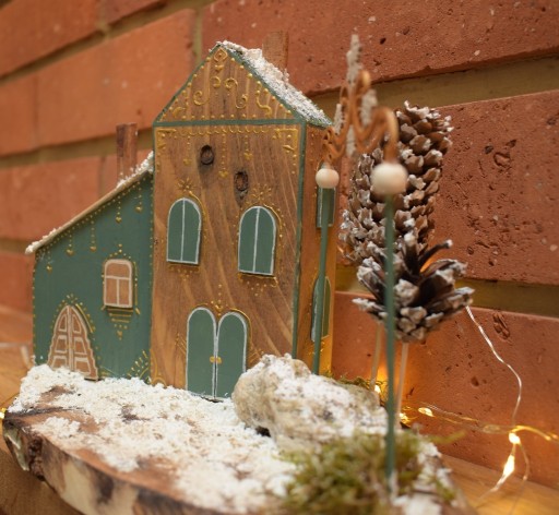 Zdjęcie oferty: Rękodzieło , Handmade - domek , Domki złote zima.