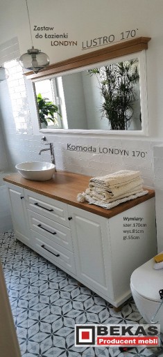 Zdjęcie oferty: Łazienka KOMODA Biała Londyn + Lustro Blat Dąb Naturalny Producent BEKAS