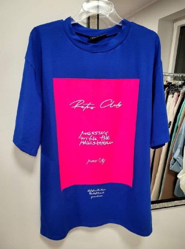 Zdjęcie oferty: Bluzka T-shirt Miss city chabrowy neonowy oversize