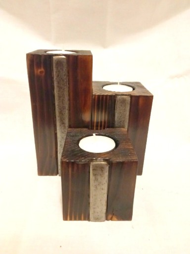 Zdjęcie oferty: Świecznik drewniany zestaw 3 szt handmade