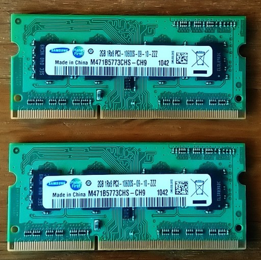 Zdjęcie oferty: Pamięć RAM 4GB (2x2GB) DDR3 PC3-10600S Samsung