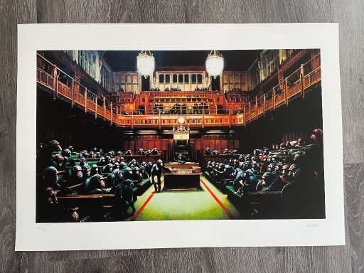 Zdjęcie oferty: Banksy grafika " Parlament" certyfikat
