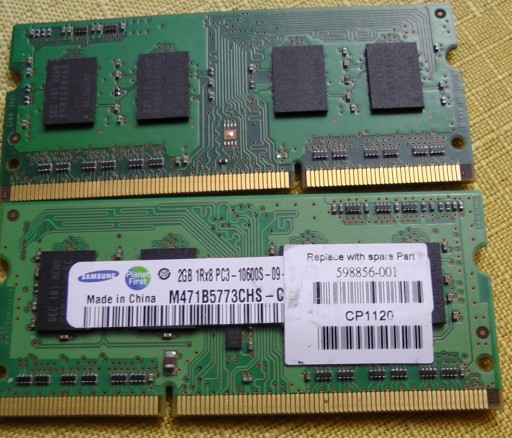 Zdjęcie oferty: Pamięć RAM PC3-10600S 4GB 2x2GB 1333Mhz DDR3