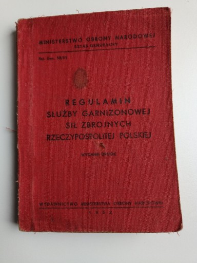 Zdjęcie oferty: Regulamin służby garnizonowej 1952 r. PRL