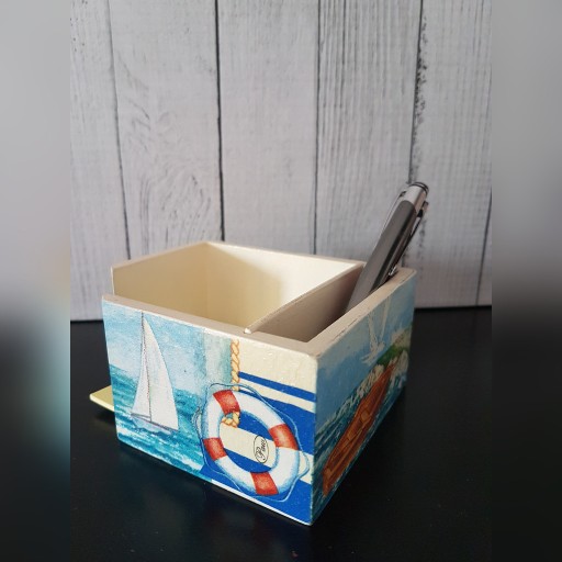 Zdjęcie oferty: pojemnik pudełko na karteczki  decoupage marine