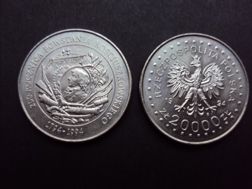 Zdjęcie oferty: Monety 20 000zł Powstanie Kosciuszkowskie
