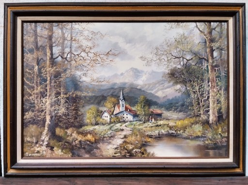 Zdjęcie oferty: Obraz olejny 91x61cm, w ramie drewnianej 80x110cm.