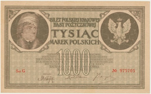 Zdjęcie oferty: 1.000 marek 1919 - Ser.G - świeży RZADKI
