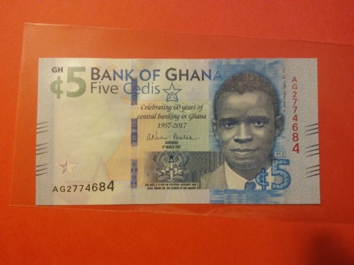 Zdjęcie oferty: GHANA 5 CEDIS 2017 P-43a OKOLICZNOŚCIOWY STAN UNC