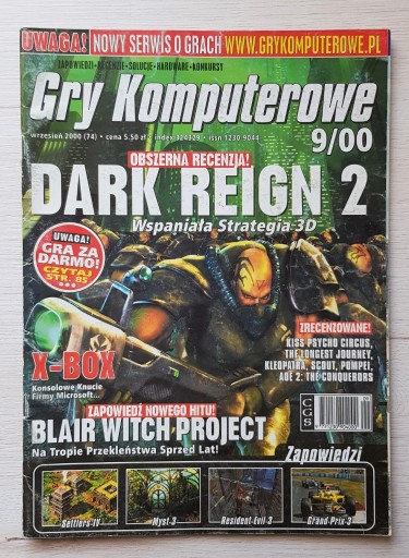 Zdjęcie oferty: Gry Komputerowe 09/00 09/2000 - stan DB+