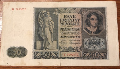 Zdjęcie oferty: 50 złotych 1941 rok