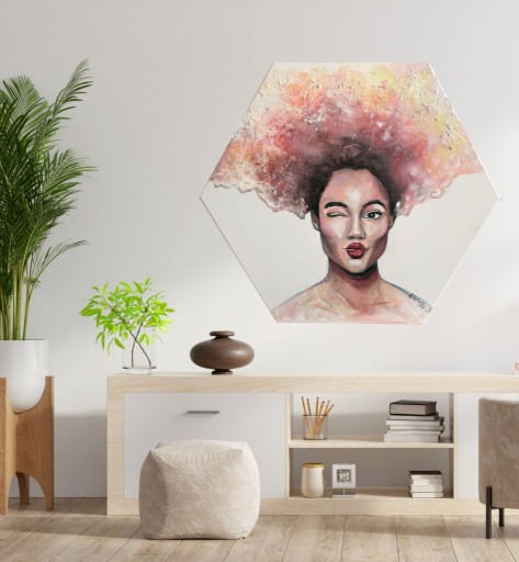 Zdjęcie oferty: Obraz na płótnie hexagonowym Kobieta kosmos