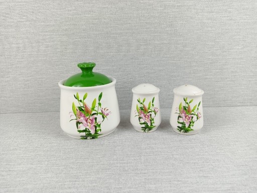 Zdjęcie oferty: Ceramiczny zestaw Cukiernica Sól Pieprz Lilie
