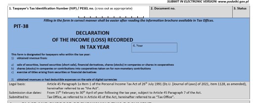 Zdjęcie oferty: Formularz PIT 38 po angielsku 2022 format DOCX