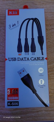 Zdjęcie oferty: KABEL USB 3W1 CZARNY