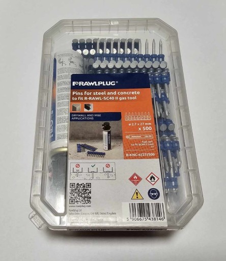 Zdjęcie oferty: RAWLPLUG GWOŹDZIE SC40II-2,7X27MM 500SZT+1GAZ