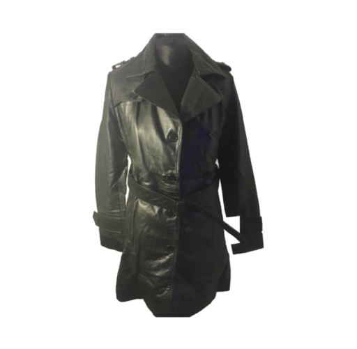 Zdjęcie oferty: Czarny płaszcz skórzany Chyston Vintage collection