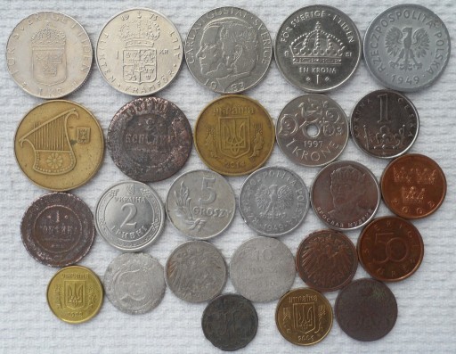 Zdjęcie oferty: 25 monet II RP Rosja Skandynawia +++ Miedż Srebro