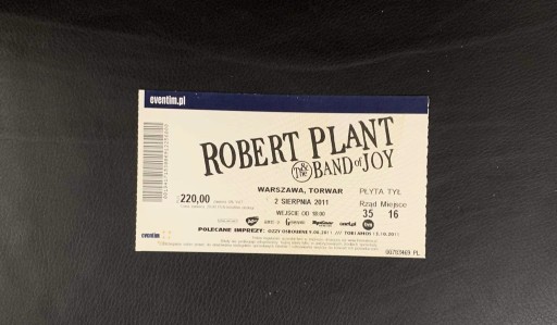 Zdjęcie oferty: Bilet z koncertu ROBERT PLANT 2 sierpnia 2011