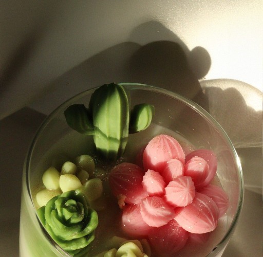 Zdjęcie oferty: Świeca sojowa ozdobowa z kaktusami i brokatem z eko składem - 300 ml